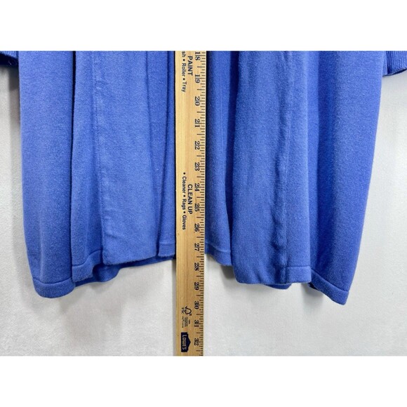 Chicos Open Front Cardigan Womens 2/Large Blue 1/2 Sleeve Duster Sweater Classic - Picture 6 of 10
